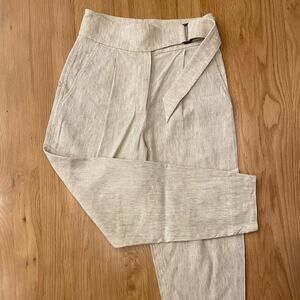 Brunello Cucinelli High Rise Belted Linen Blend Pants - 4